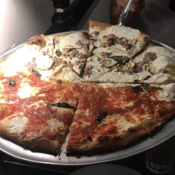 Juliana's - Half margh half white with sausage/mushroom! - Pizza Near Me - Brooklyn, New York Juliana's - Half margh half white with sausage/mushroom! - Pizza Near Me - Brooklyn, New York
