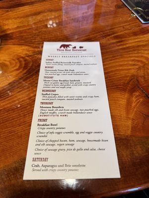 Menu photo 7 Three Bear Restaurant West Yellowstone, MT