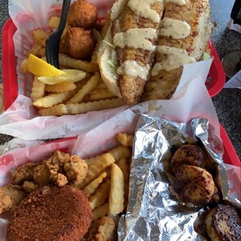 Safe Harbor Seafood - Blackened shrimp, scallop. Crab cake. Fried oysters. Blackened basa poboy. - Seafood Near Me - Jacksonville, Florida