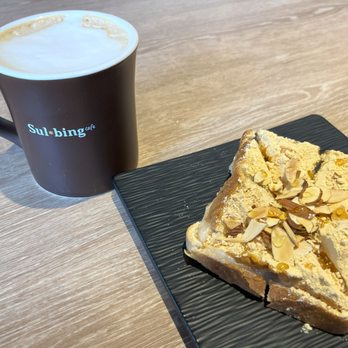 Sulbing Cafe - Injeolmi Toast and Condensed Milk Latte - Desserts Near Me - Centennial, Colorado
