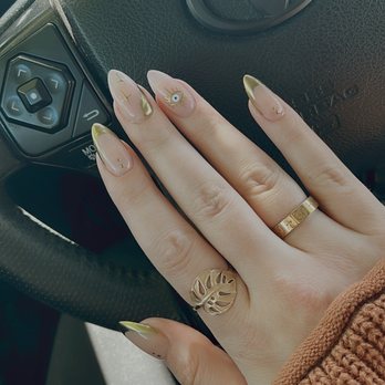 The Nail Bar - Gel x nails with hand painted art and chrome - Nail Salons Near Me - Folsom, California