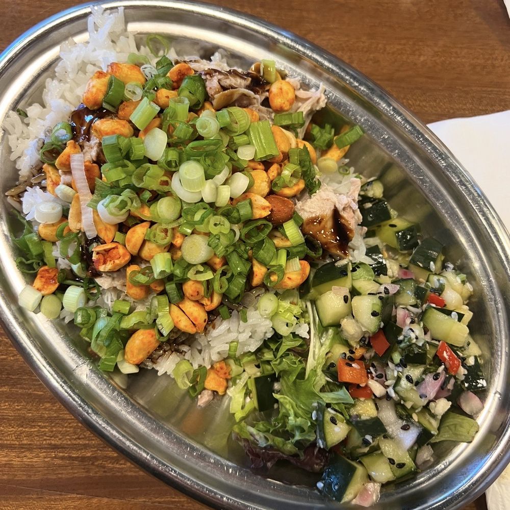 Spork - Chicken Rice Bowl w/ Cucumber Salad - Mexican Near Me - Bend, Oregon Spork - Chicken Rice Bowl w/ Cucumber Salad - Mexican Near Me - Bend, Oregon