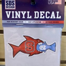 Red and White Shop - Vinyl Decal 3" NCSU / UNC Rival Fish