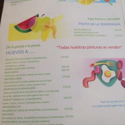 El Manantial - Parte del menú para desayunar.
