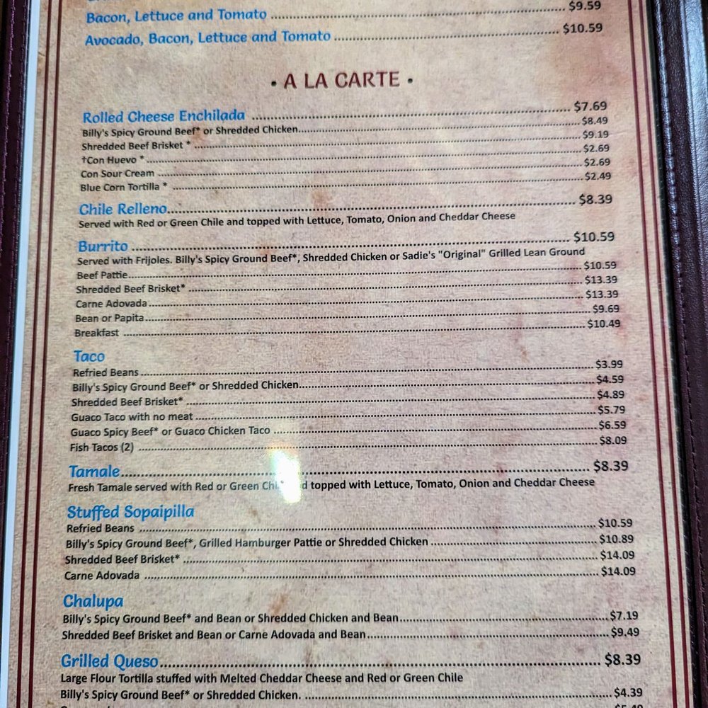 Sadie's - It's worth perusing this menu page - you can save yourself a lot of money (and calories). - New Mexican Cuisine Near Me - Albuquerque, New Mexico Sadie's - It's worth perusing this menu page - you can save yourself a lot of money (and calories). - New Mexican Cuisine Near Me - Albuquerque, New Mexico