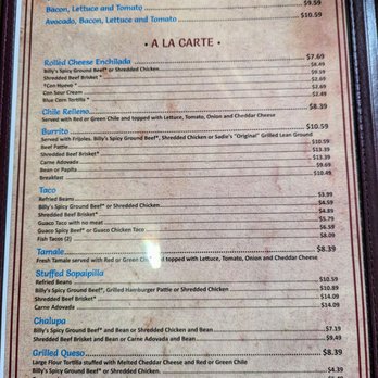 Sadie's - It's worth perusing this menu page - you can save yourself a lot of money (and calories). - New Mexican Cuisine Near Me - Albuquerque, New Mexico