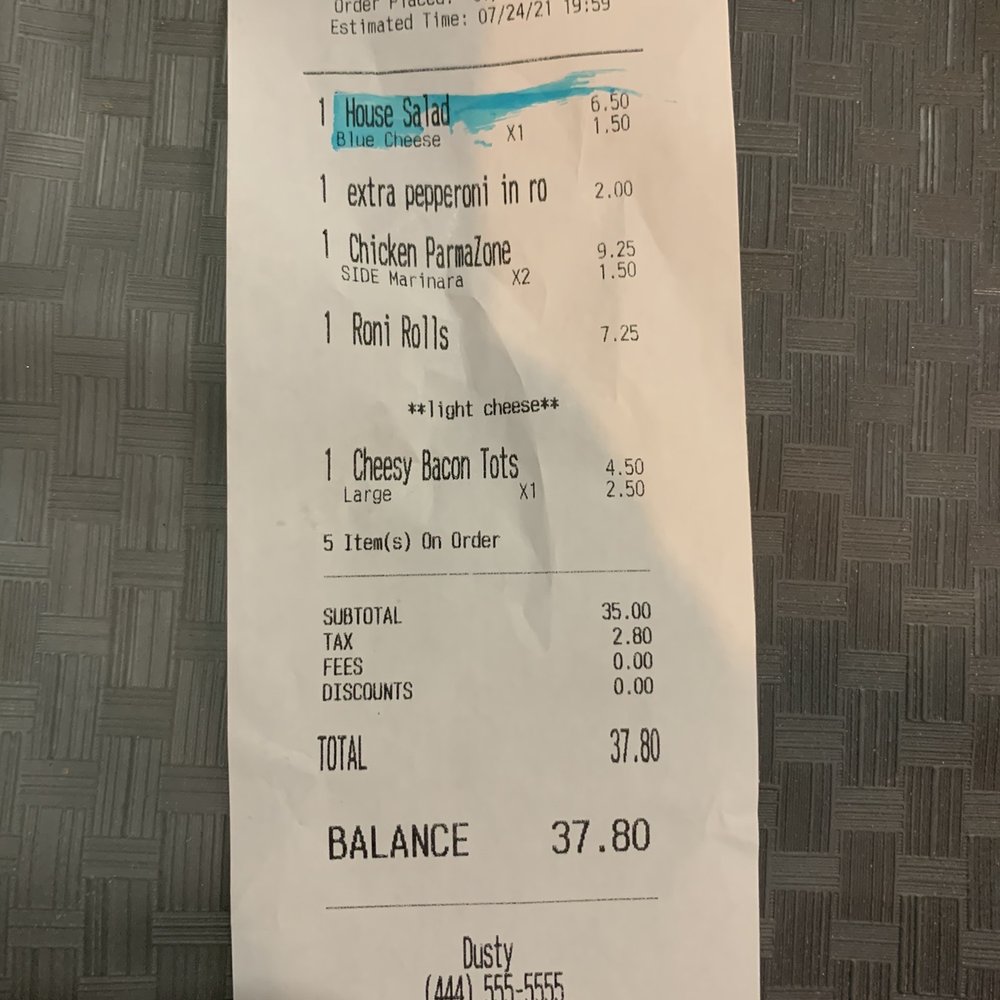 DP Dough - Receipt - Pizza Near Me - Denver, Colorado