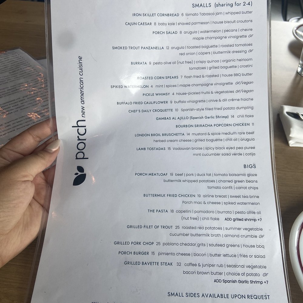 Porch Restaurant - Food menu - New American Near Me - South Jordan, Utah Porch Restaurant - Food menu - New American Near Me - South Jordan, Utah