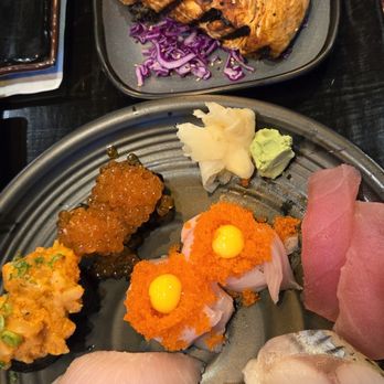 Akira - Assortment of nigiri and salmon kama - Sushi Bars Near Me - Santa Cruz, California