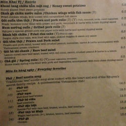 Bistro Nguyen's - Menu page one