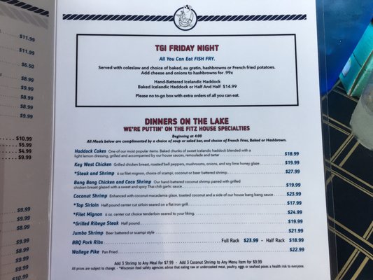 Menu photo 3 Fitz's On The Lake Lodi, WI
