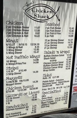 Menu photo 2 Tom's Chicken Shack Bartow, FL