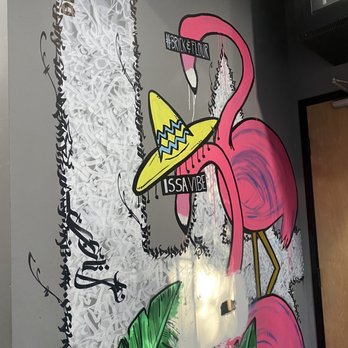 Brick and Flour - Wall art in front of bathroom lol #issavibe - Mexican Near Me - Glendale, California Brick and Flour - Wall art in front of bathroom lol #issavibe - Mexican Near Me - Glendale, California