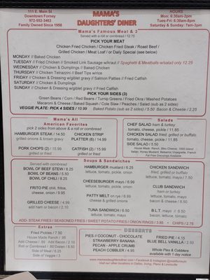 Menu photo 1 Mama's Daughters' Diner Forney, TX Menu photo 1 Mama's Daughters' Diner Forney, TX