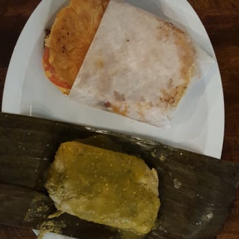 Tenoch Mexican - An awesome combo: Choriqueso Torta and a Chicken Tamal - Mexican Near Me - Somerville, Massachusetts