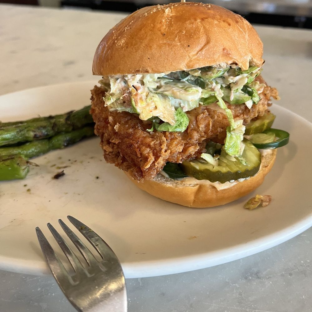 Open City - 24th street fried chicken sandwich with grilled asparagus - American Near Me - Washington, DC, District of Columbia Open City - 24th street fried chicken sandwich with grilled asparagus - American Near Me - Washington, DC, District of Columbia