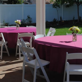 Party Solutions - Party #2. Padded chairs, Padded white chairs and 72" round tables. - Party Supplies Near Me - Corona, California Party Solutions - Party #2. Padded chairs, Padded white chairs and 72" round tables. - Party Supplies Near Me - Corona, California