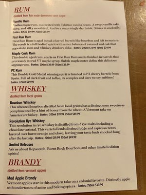 Menu photo 5 Mad River Distillers Burlington, VT