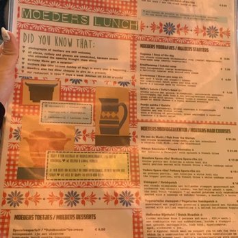 Moeders - Menu from April 2018 - Modern European Near Me - Amsterdam, New Hampshire