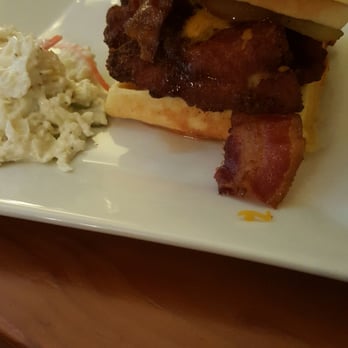 Anthony's Cheesecake - Chicken and waffles, with coleslaw side - American Near Me - Bloomfield, New Jersey