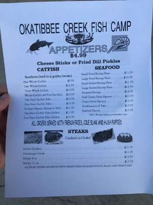 Menu photo 4 Okatibbee Creek Fish Camp Meridian, MS