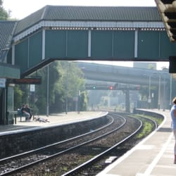 Bridgend Railway Station - General view of the station, and the sharp curves at the east end.