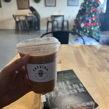 Cafeina Cafe - honey rose latte and a murder mystery book - Cafes Near Me - San Diego, California Cafeina Cafe - honey rose latte and a murder mystery book - Cafes Near Me - San Diego, California