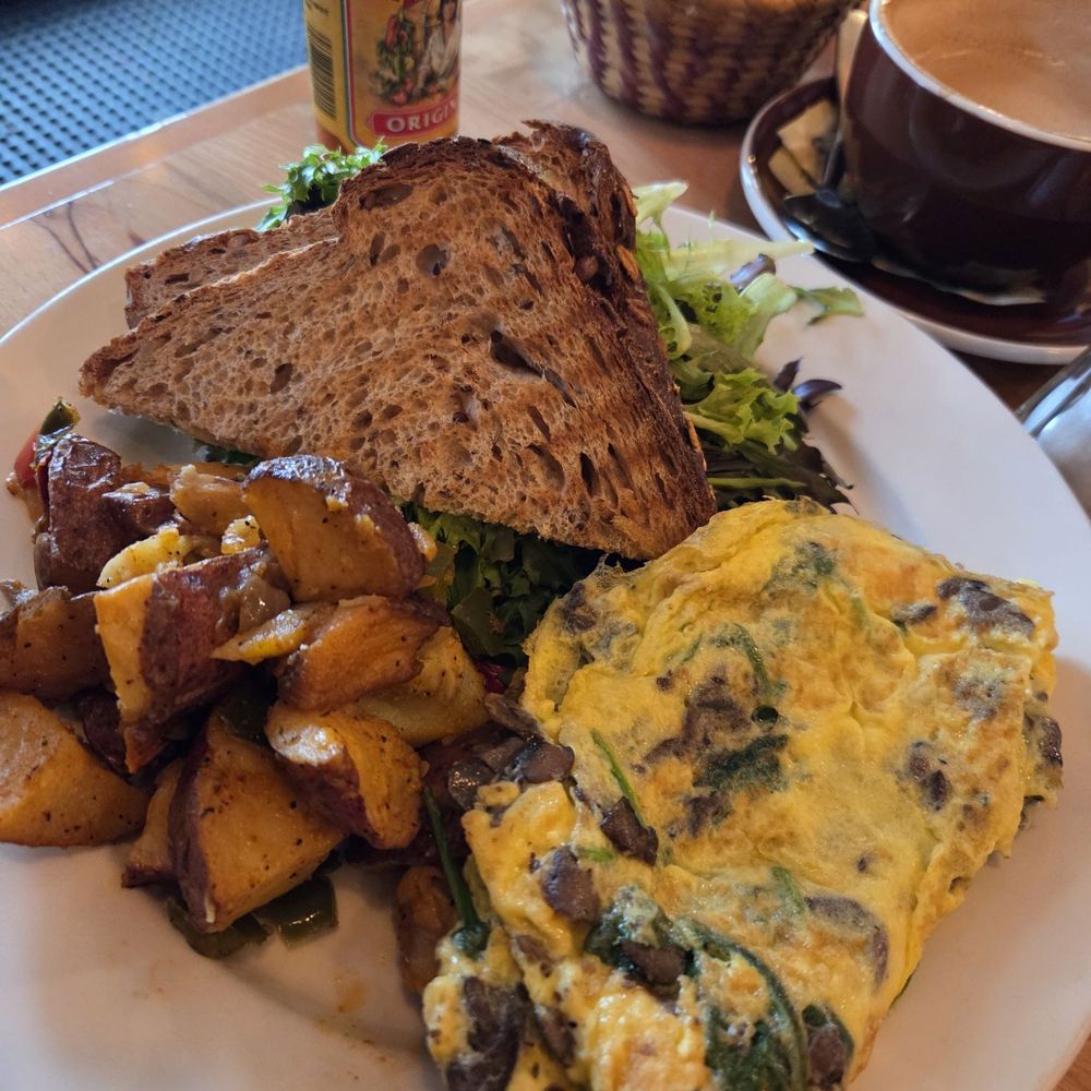 Zaca Cafe - Veggie omelet with homefries, greens and toast - Coffee & Tea Near Me - Brooklyn, New York