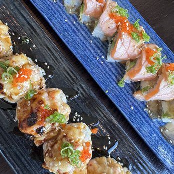 Fish On Rice - Baked Scallop Roll and Salmon Roll - Sushi Bars Near Me - Los Angeles, California Fish On Rice - Baked Scallop Roll and Salmon Roll - Sushi Bars Near Me - Los Angeles, California