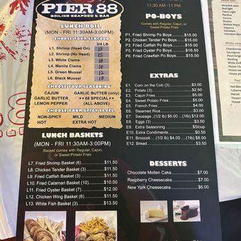 Pier 88 Boiling Seafood &Bar - Menu - Seafood Near Me - Temecula, California Pier 88 Boiling Seafood &Bar - Menu - Seafood Near Me - Temecula, California