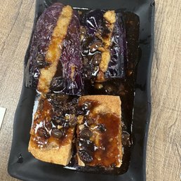 Deep fried egg plant and tofu