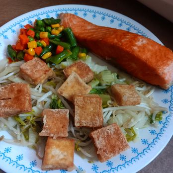 Mekong Market - Firm tofu pan-fried, skin-on salmon and sauteed bean sprouts - Seafood Markets Near Me - Santa Rosa, California Mekong Market - Firm tofu pan-fried, skin-on salmon and sauteed bean sprouts - Seafood Markets Near Me - Santa Rosa, California