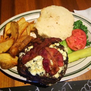 Buffalo Brew Pub - Black and blue burger with pub fries, large portions! - Brewpubs Near Me - Williamsville, New York