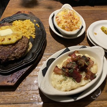 Aloha Steak House - 16oz grass fed rib eye, Mac and cheese with lobster meat, mash potatoes with bacon, - Steakhouses Near Me - Honolulu, Hawaii