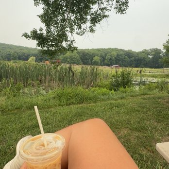 The Farm On Deep River - Enjoying an iced latte by the pond - Attraction Farms Near Me - Deep River, Connecticut The Farm On Deep River - Enjoying an iced latte by the pond - Attraction Farms Near Me - Deep River, Connecticut