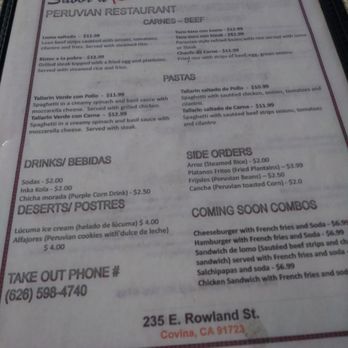 Sabor a Peru - Menu - Peruvian Near Me - Covina, California Sabor a Peru - Menu - Peruvian Near Me - Covina, California