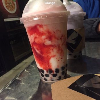 Dragonfly Tea Bar - Strawberry Colada and Taro slush with boba. - Bubble Tea Near Me - Orange, California