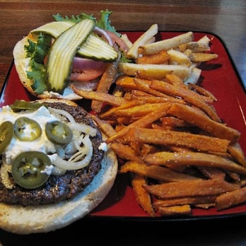 Johnny's Bar & Grill - "Hot Johnny" burger with sweet potato and regular fries. If you ask for this mix, it's no problem. - Sports Bars Near Me - Salem, Oregon Johnny's Bar & Grill - "Hot Johnny" burger with sweet potato and regular fries. If you ask for this mix, it's no problem. - Sports Bars Near Me - Salem, Oregon