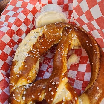 Copenhagen Sausage Garden - Pretzel with cheese - Hot Dogs Near Me - Solvang, California Copenhagen Sausage Garden - Pretzel with cheese - Hot Dogs Near Me - Solvang, California