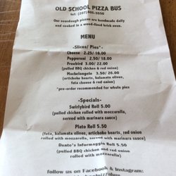 Old School Pizza Bus - Here is the menu