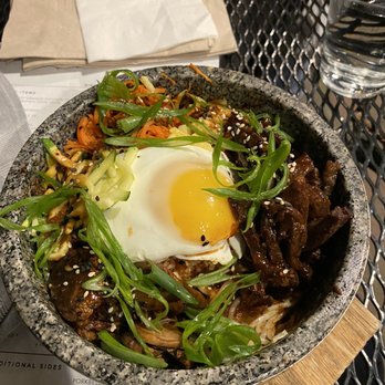 First & Main - Stone pot bowl with over easy egg - Cocktail Bars Near Me - Turlock, California First & Main - Stone pot bowl with over easy egg - Cocktail Bars Near Me - Turlock, California