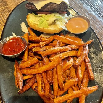 Tavern In The Square - Tavern burger with sweet potato fries - Breakfast & Brunch Near Me - Framingham, Massachusetts Tavern In The Square - Tavern burger with sweet potato fries - Breakfast & Brunch Near Me - Framingham, Massachusetts