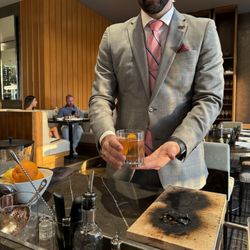 Bourbon Steak Orange County - Bourbon  trolly. One of the best Old Fashions. Hand made from scratch.