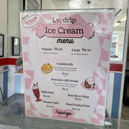 Ice cream menu