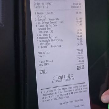 Margarita's Cafe - Adjusted bill - Mexican Near Me - Long Beach, New York
