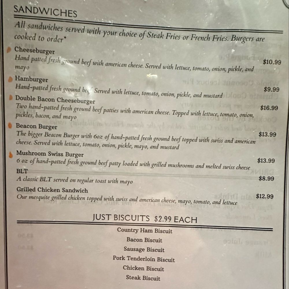 Beacon Light Tea Room - Sandwich Menu - Tea Rooms Near Me - Bon Aqua, Tennessee