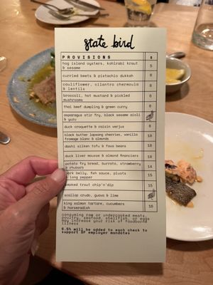 Menu photo 6 State Bird Provisions San Francisco, CA