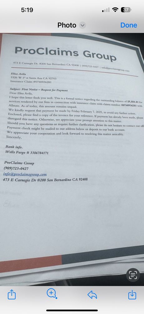 Slide of Pro Claims Group