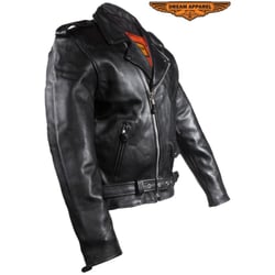 Dealer Leather Wholesale - MJ201-11 Made from soft, heavy-duty top-grade leather 2 zippered air vents on the back of the jacket 1 zippered air vent on left side front