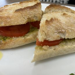 Pesto, mozz and tomato Pesto, mozz and tomato